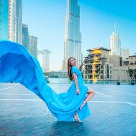 Dubaj: Burj Khalifa: sesja wideo w latającej sukience