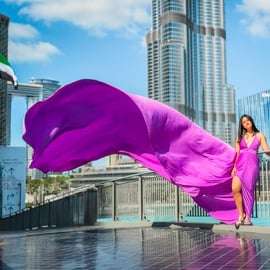 Dubaj: Burj Khalifa: sesja wideo w latającej sukience