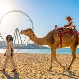 Dubaj: przejażdżka na wielbłądzie z przewodnikiem po plaży JBR z widokiem na panoramę