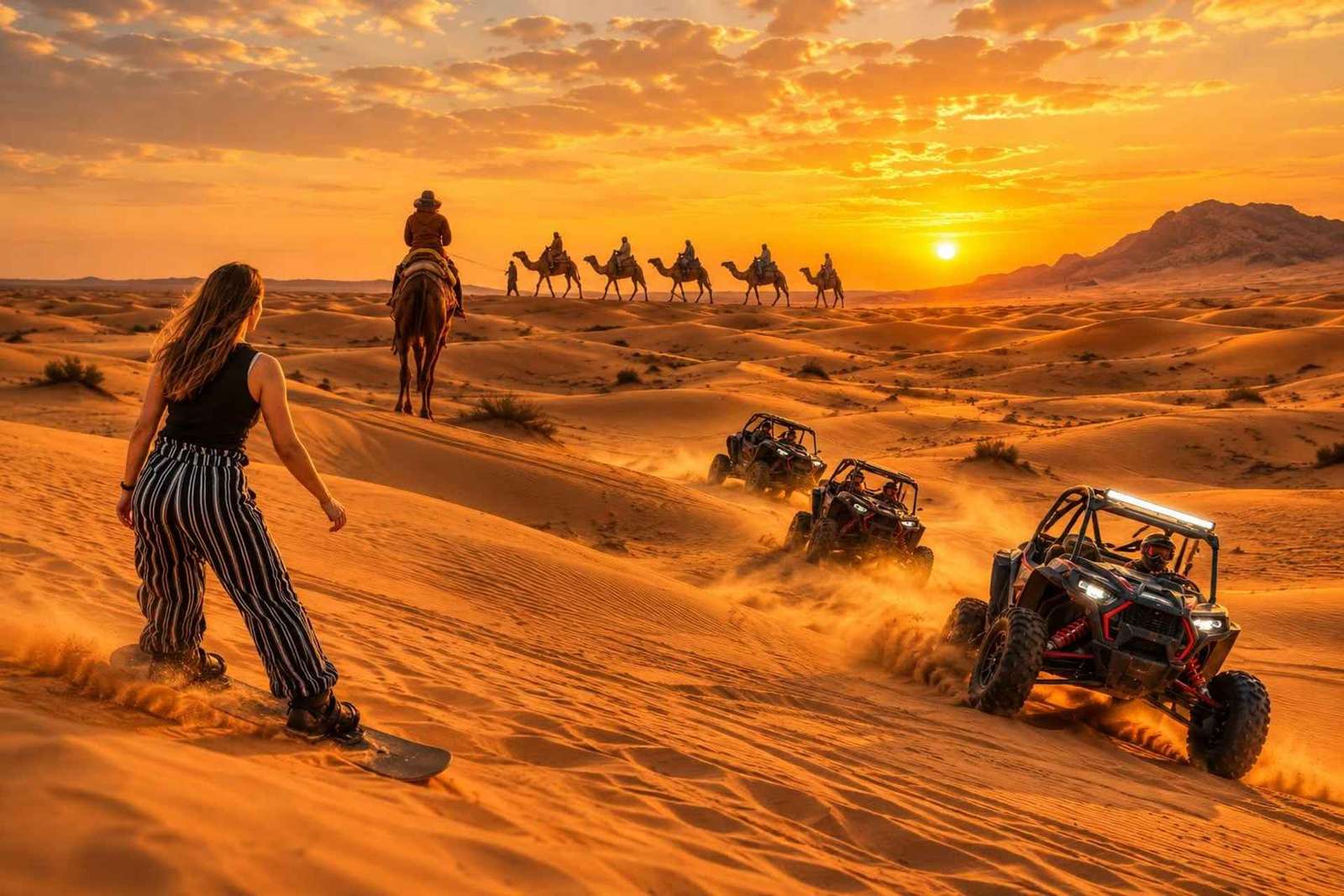 Desert Tour by ATV/Buggy Self-drive, VIP Dinner, Camel Ride